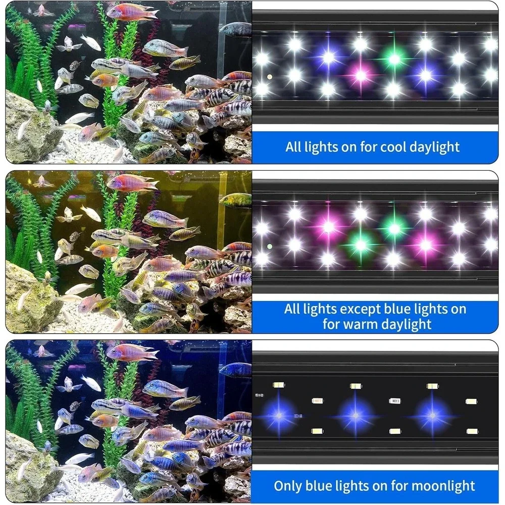 48–54 Inch AQUANEAT LED Fish Tank Light Full Spectrum Timer Day/Night Mode